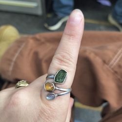 Multi Crystal Ring REAL SILVER 