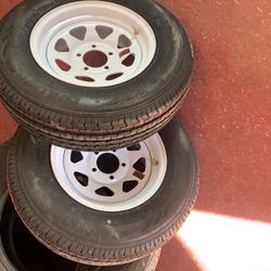 2 , Tires St205/75r14 & Rims 14 5x4.5 All NEW @load 1800