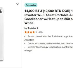 14,000 BTU (12,000 BTU DOE) 115-Volt Inverter Wi-Fi Quiet Portable Air Condition