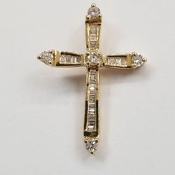 Cross 14kt Yellow Gold And Diamond 