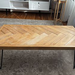 Faisal modern wood coffee table with metal legs