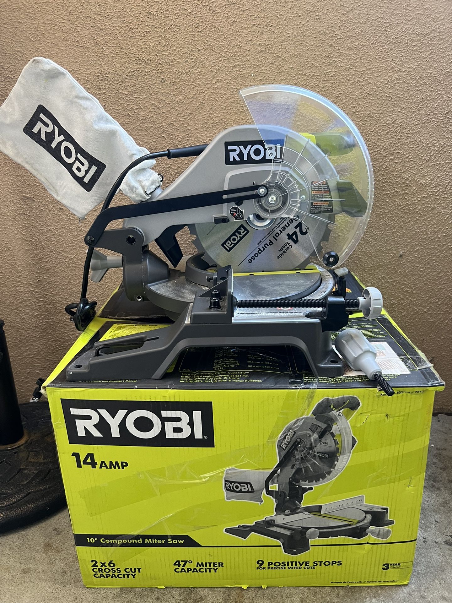 RYOBI 14 Amp Corded 10 in. Compound Miter Saw with LED Cutline Indicator
