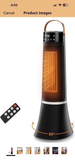 Space Heater for Indoor Use, PNTCK 1500W PTC Electric Heater with Remote, 75° Wide Oscillation, 12H Timer,24″ 12ft/s Airflow, Quiet Heating for Large 