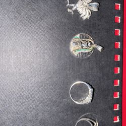 925 Silver Pendant And Rings 