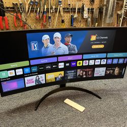 LG 34" UltraWide Curved Smart Gaming Monitor, Built-in Apps, Remote