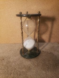Green Marble And Brass Hourglass 