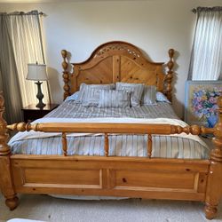 Cherry Wood Colored California King Bedroom Set