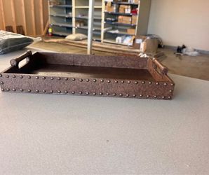 Vintage Style Brown Leather Serving Tray – $35