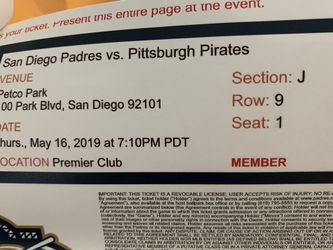 2 Premier Club Tickets section J row 9 This Thursday! May 16@ 7:10pm