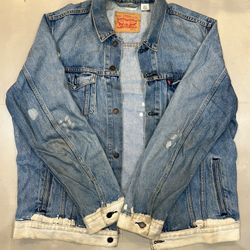 Vintage Acid Wash Levi Trucker Jacket Denim Size XL