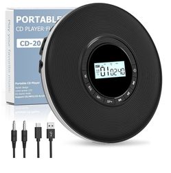 Walkman CD Player,Portable CD Player for Car,Personal Disman CD Player with Headphones Jack,LCD Display,Anti-Skip,Aux-Out Cable/TF Slot,2*AA Batteries