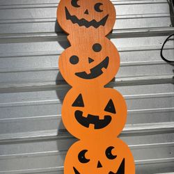 COLLECTIVE HOME - Halloween Decorations, Wood Pumpkin Decor with LED Lights, Outdoor Stacked Pumpkins, 16.5 Inch Halloween Decor for Porch Door,Garden