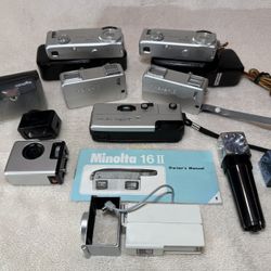 Vintage Minolta 16 camera bundle (16, 16MG and 16QT)