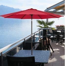 Outdoor 9 Feet Aluminum Market Umbrella Table Umbrella with Crank and Push Button Tilt for Patio, Garden, Deck, Backyard, Pool, 8 Steel Ribs (Red-N)