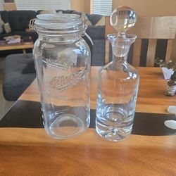 100 OZ Mason Storage Jar/ Nice Weight Wine Or Water Decanter
