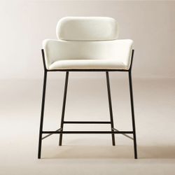 CB2 Azalea Upholstered Cream Performance Fabric Stool Set Of 4