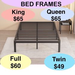 METAL PLATFORM BED FRAMES HEAVY DUTY VARIOUS SIZES & HEIGHTS - See pricing on pictures  (No box spring needed ) MATTRESS NOT INCLUDED   