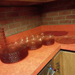 New I have 46 PC Vintage Forte Crisa Pink Swirl "Radiance" 7" Salad Plate - Made in Mexico ** retail $150 to $350 these dishes for handmade they are 1