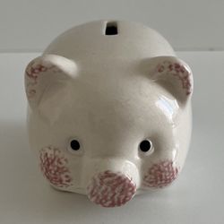 Pig Piggy Bank with Pink Hearts No Stopper