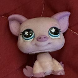 Littlest Pet Shop LPS #876 Pink Pig With Blue Star Design Eyes Preowned Used