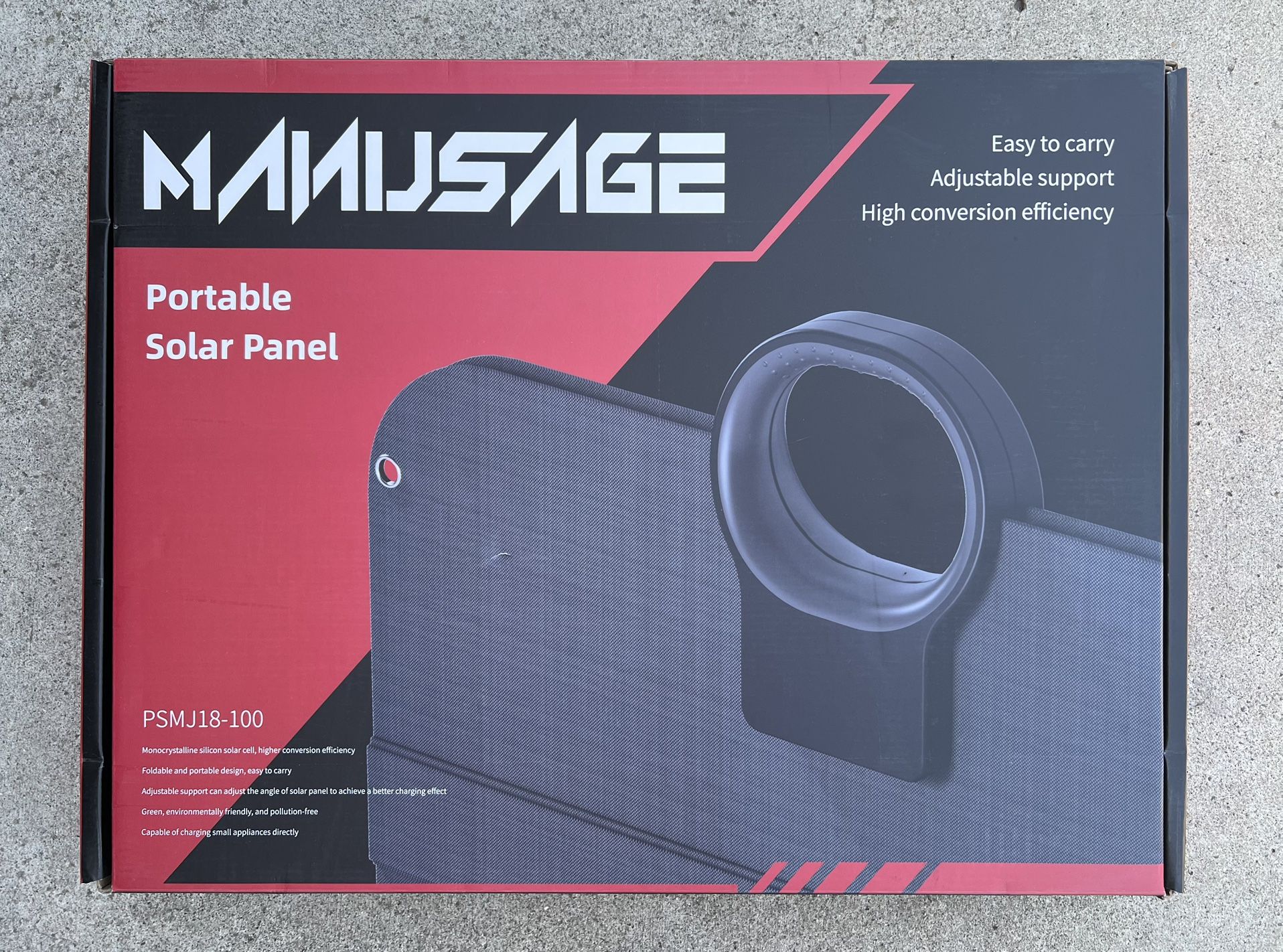 Manusage 100W Portable Solar Panel Waterproof IP65