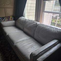 Greyish Biege Leather Couch
