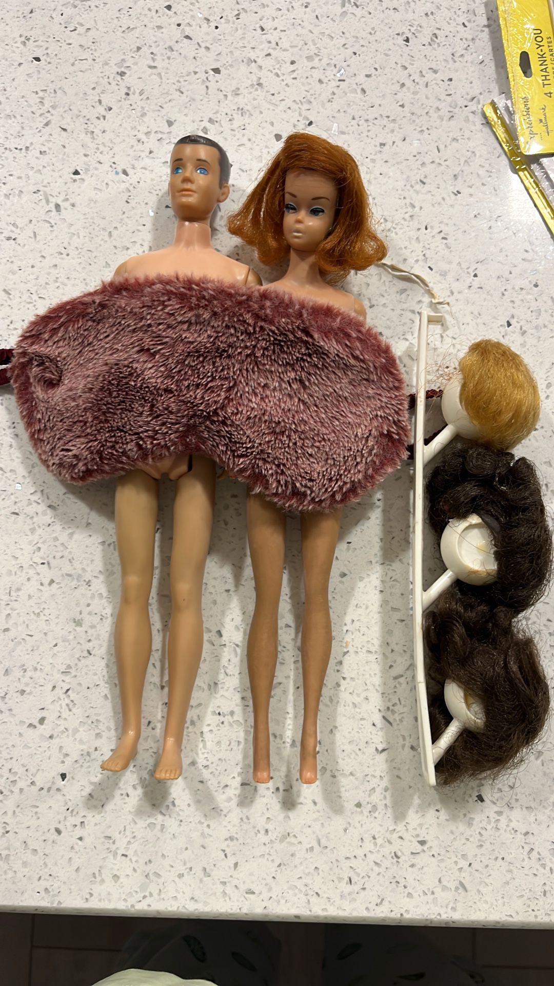Vintage 1960  Barbie Fashion Queen Doll Nude With 4 Wigs With Vintage Ken 1960