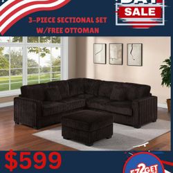 3pcs Sectional with ottaman $50 dollar down with