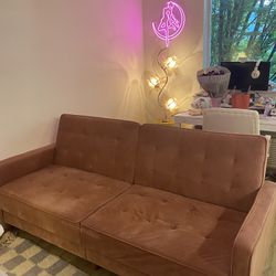 Pink Velvet Convertible Sofa