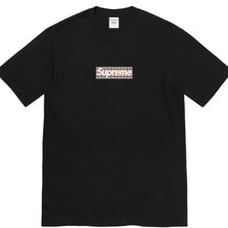 Supreme Burberry Box logo black tee size small