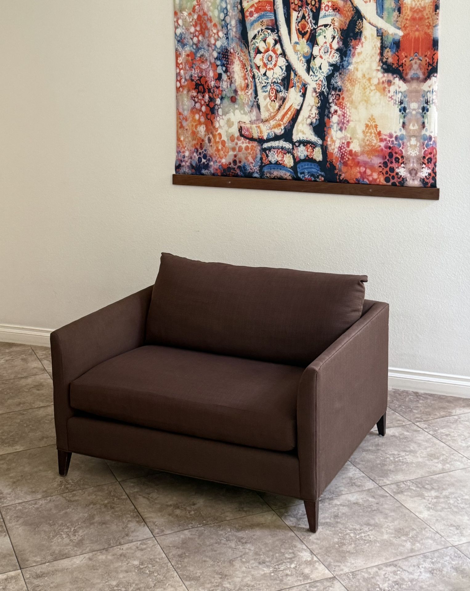 Brown Fabric Crate and Barrel Loveseat