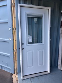 Masonite 36 in. x 80 in. 1/2-Lite Mini-Blind Right-Hand Inswing Steel Prehung Front Door