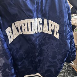 Bape (Bathing Ape) Blue Camo Varsity Jacket