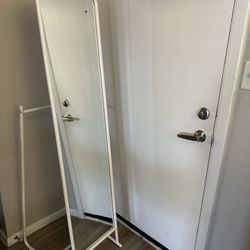Standing Mirror With Coat Rack