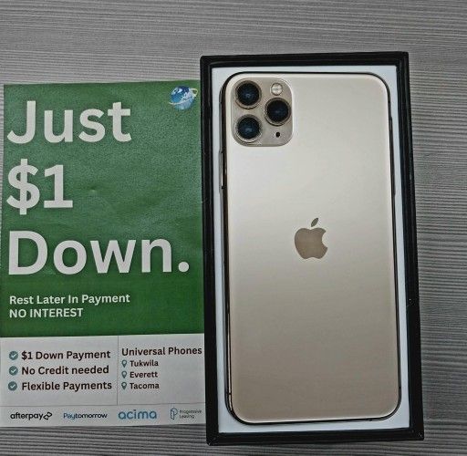 Apple IPhone 13 Pro Max 256gb Unlocked, FREE Smartwach/ Headphones. Pay $1 Today Rest in payments. NO CREDIT NEEDED FINANCING