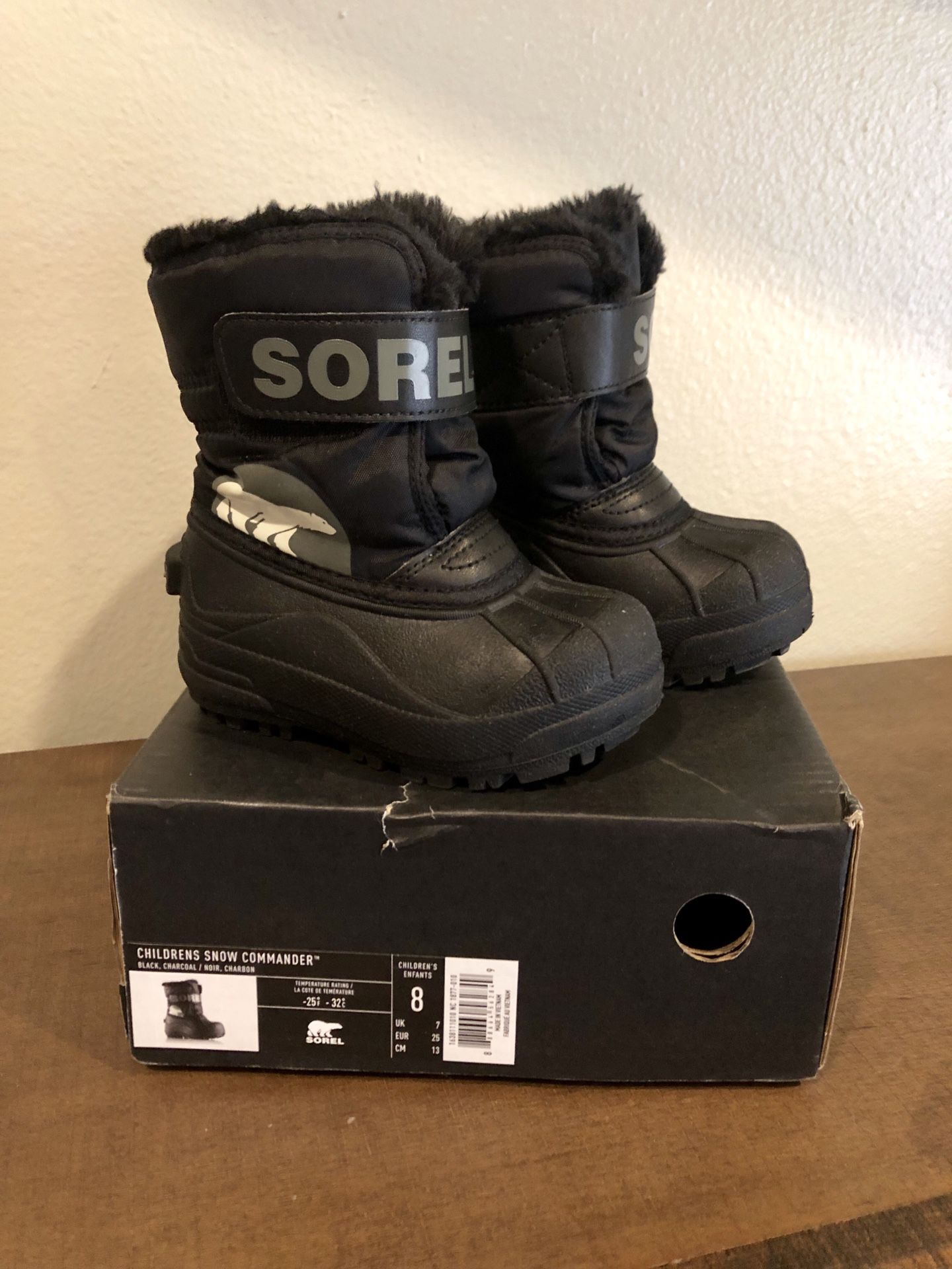 Sorel Snow Boots, Childrens Snow Commander, Size 8 toddler/kid