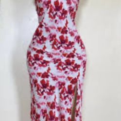 Plus Size Women’s pink and White Floral Midi Dress size 2X NEW