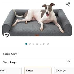 Orthopedic Dog Bed for Large Dogs Egg-Crate Foam Waterproof L Pet Bed with Sides Non-Slip Bottom Big Dog Couch Bed with Washable Removable Cover,Grey 