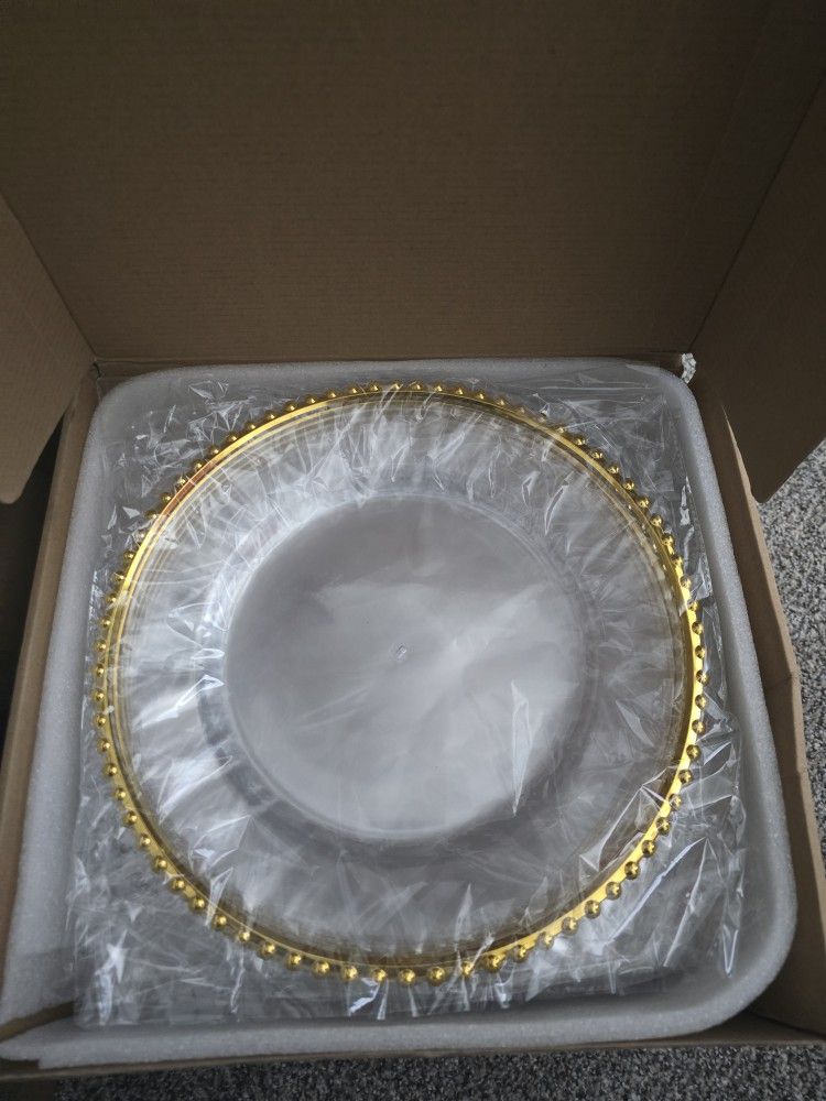 Wedding Charger Plates Clear & Gold