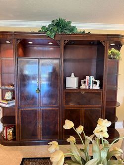 4 Unit Wall Cabinets.  Burlwood Chippendale By Drexel Heritage 