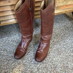 Leather Boots Frye - Melissa Button Cognac Woman Size 6.5 (Used)