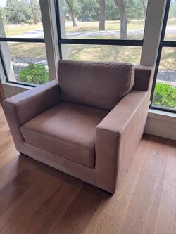 Flip Saddle Brown Faux Leather 45” Oversized Twin Convertible Futon Sleeper Armchair