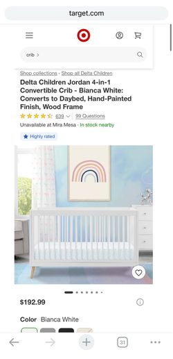 Crib:  Wooden Frame Convertible Crib