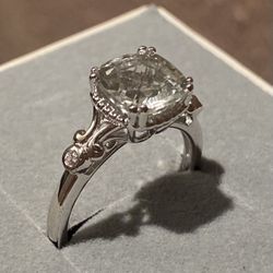 Natural Prasiolite Ring S925 Sz 7 