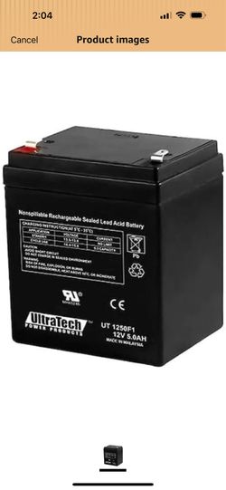 UltraTech Power Products 1250F1 12 Volt 5.0 Ah Sealed Lead Acid Battery - F1 Terminal (Replaces UT 1240) UT-1250F1