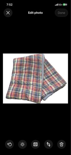 Vintage Ralph Lauren Twin Comforter Madras Plaid Reversible Blue Cotton