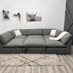 Grey Sectional Cloud Couch - Free Delivery 