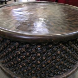 Hand-Carved African Bamileke Style Coffee Table - Solid Wood