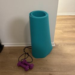 Yoga Mat and 3lb Weights