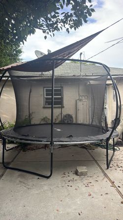 10 foot trampoline with safety net and spring pads.